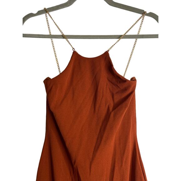 Revolve Nookie Floor Length Lexi Chain Gown Dress Sleeveless Rust Size Medium - Picture 6 of 14